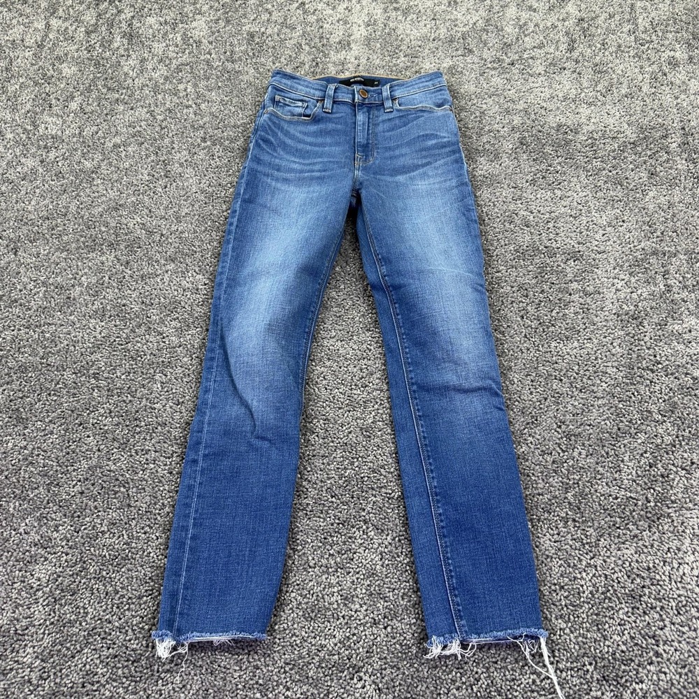 Hudson Jeans Womens 24 Blue Barbara Super Skinny Denim Raw Hem